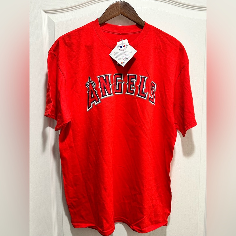 Majestic Baseball MLB Los Angeles Angels Red Tee Shirt, Size Large  - NWT